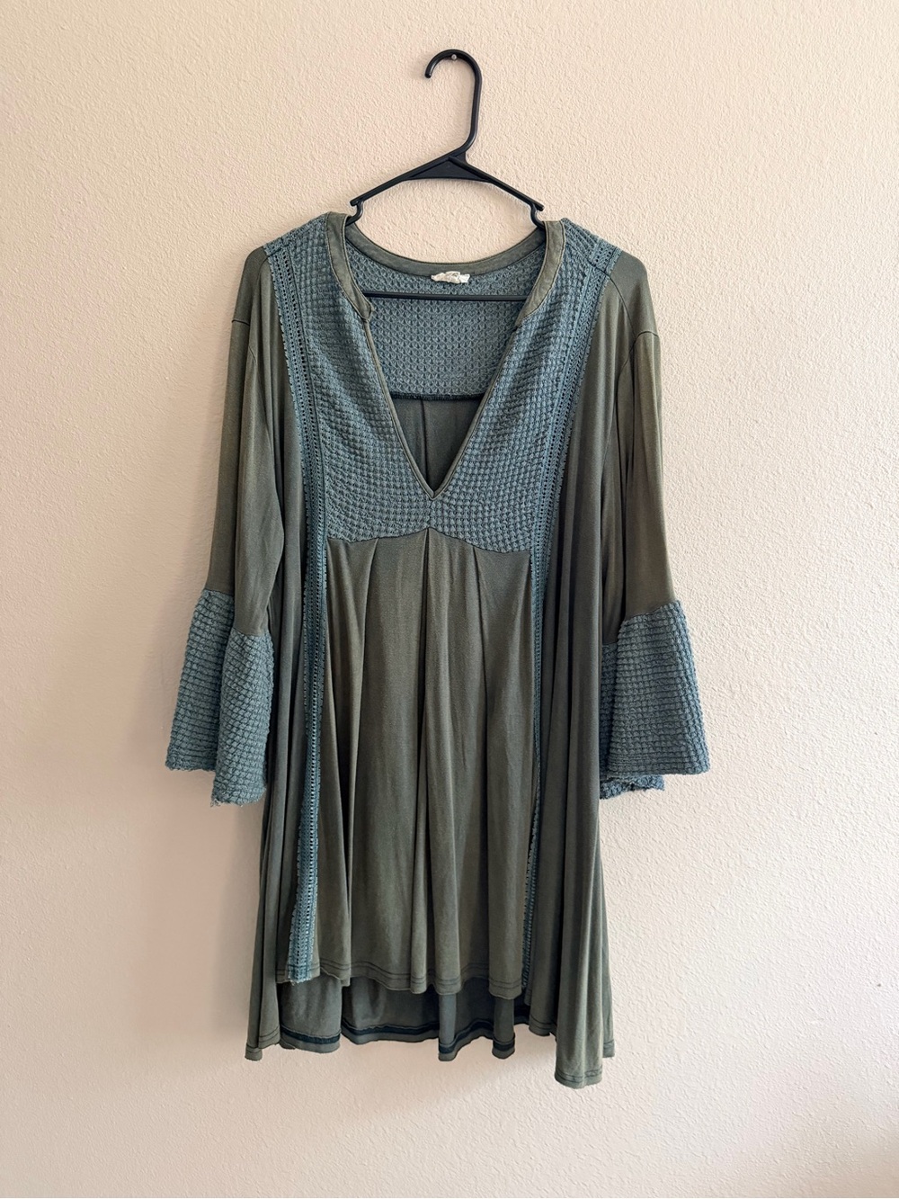 POL Lace and Knit Boho Mini Dress